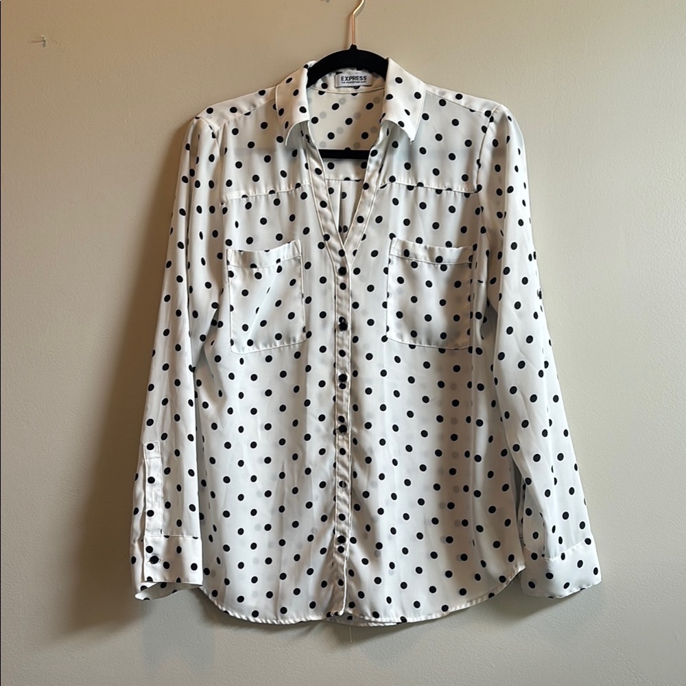 Express Black and White Polka Dot Shirt size M/L